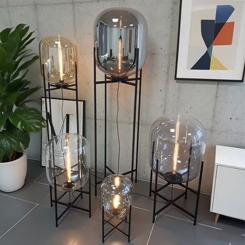 Modern Amber Glass Floor Lamp BN-FL043C