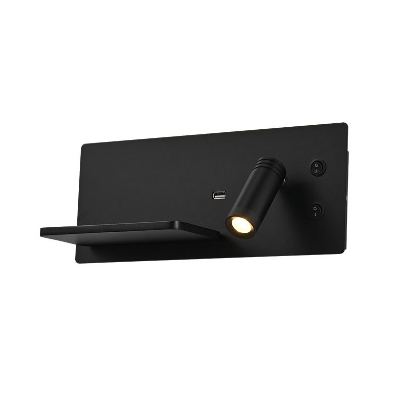 Multi-functional LED beside wall light with shelf, USB and switch BN-BH065