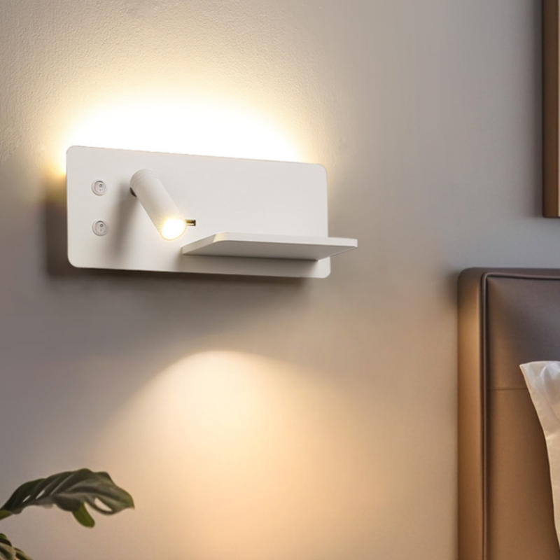 Multi-functional LED beside wall light with shelf, USB and switch BN-BH065