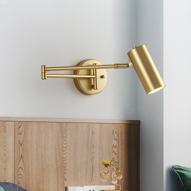 Long Arm Adjustable Gold Wall Lamp for Bedroom BN-BH076