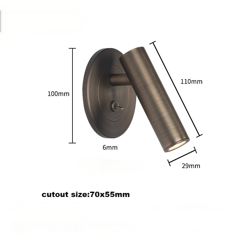 Bedside reading sconce with switch BN-BH030