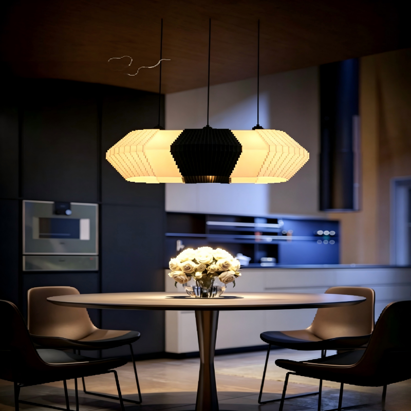3D black and white pleated dining chandelier-No.81