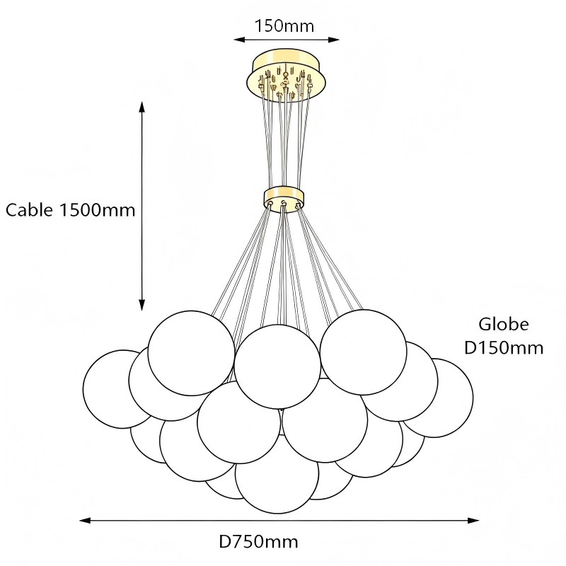 3D printed bubble chandelier light-No.105