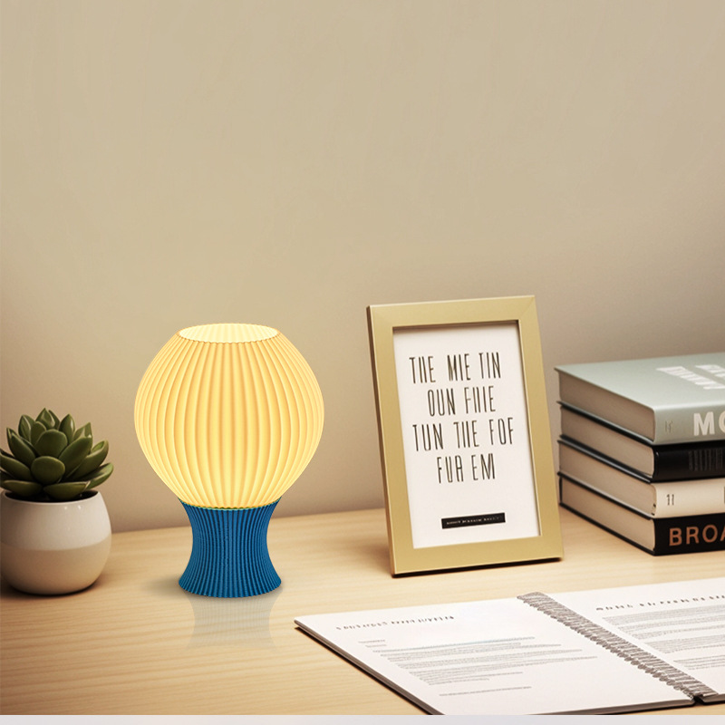 3D printed ribbed globe table lamp-No.184