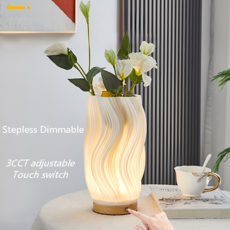 3D printed wavy vase table lamp-No.161