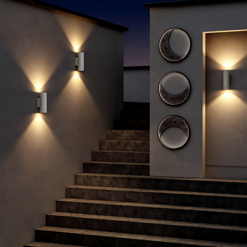 Modern cement outdoor up down wall light  with dual LED/GU10 options-con006