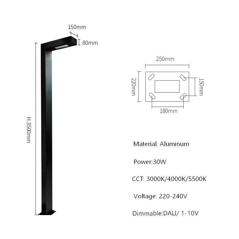 Modern L-shaped LED outdoor bollard lighting-BN-T011